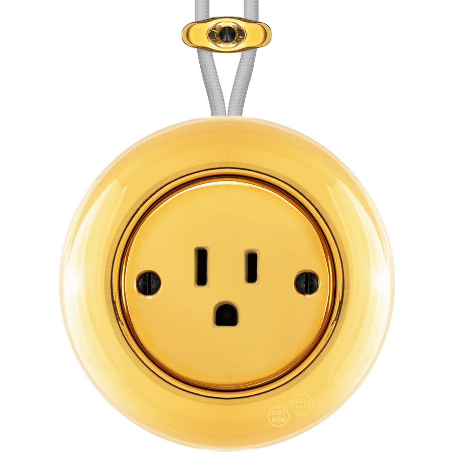 PORCELAIN KATY PATY COLONA ROUND SURFACE MOUNTED USA 15AMP SOCKET GOLD - DYKE & DEAN