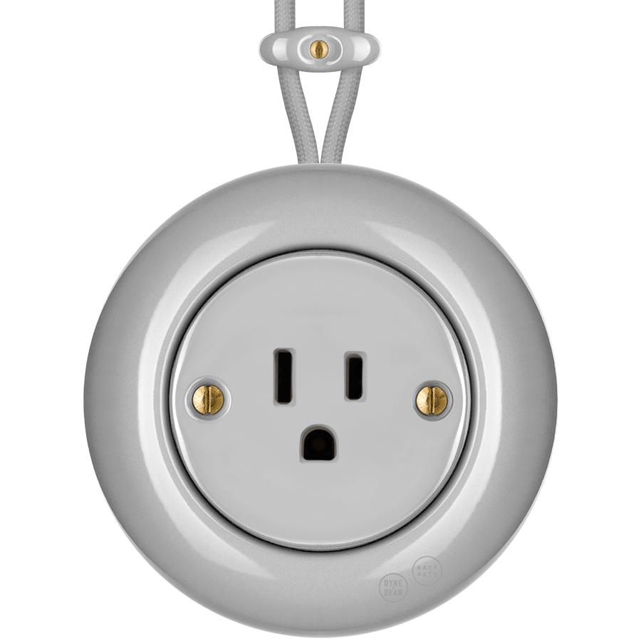 PORCELAIN KATY PATY COLONA ROUND SURFACE MOUNTED USA 15AMP SOCKET GREY - DYKE & DEAN