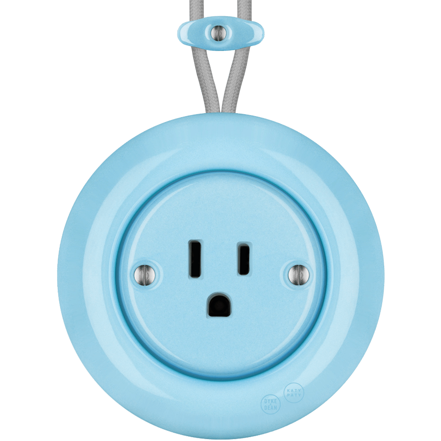 PORCELAIN KATY PATY COLONA ROUND SURFACE MOUNTED USA 15AMP SOCKET PASTEL BLUE - DYKE & DEAN