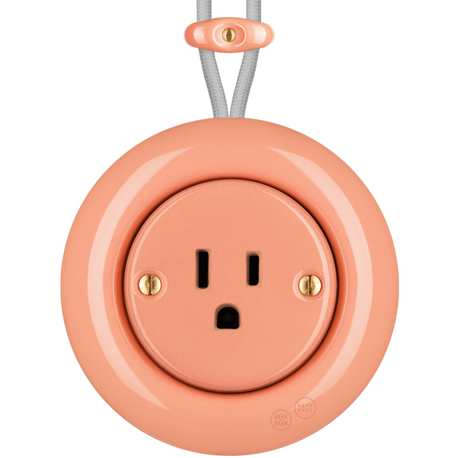 PORCELAIN KATY PATY COLONA ROUND SURFACE MOUNTED USA 15AMP SOCKET SALMON PINK - DYKE & DEAN