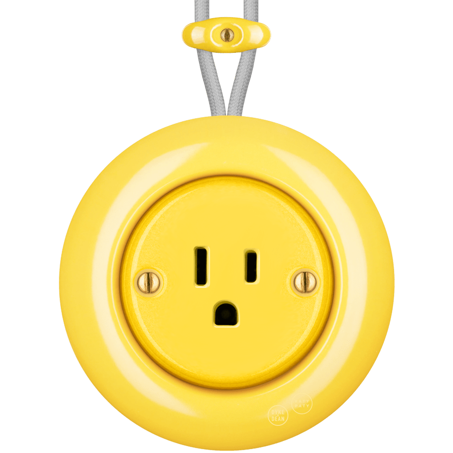 PORCELAIN KATY PATY COLONA ROUND SURFACE MOUNTED USA 15AMP SOCKET YELLOW - DYKE & DEAN