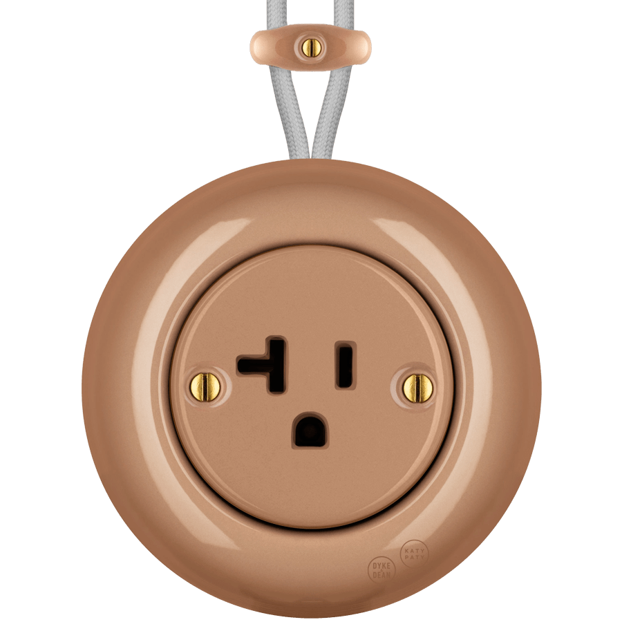 PORCELAIN KATY PATY COLONA ROUND SURFACE MOUNTED USA 20AMP SOCKET DERMA - DYKE & DEAN