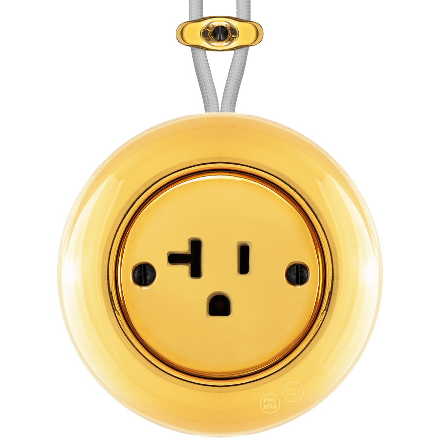 PORCELAIN KATY PATY COLONA ROUND SURFACE MOUNTED USA 20AMP SOCKET GOLD - DYKE & DEAN