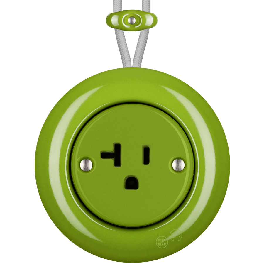 PORCELAIN KATY PATY COLONA ROUND SURFACE MOUNTED USA 20AMP SOCKET GREEN - DYKE & DEAN