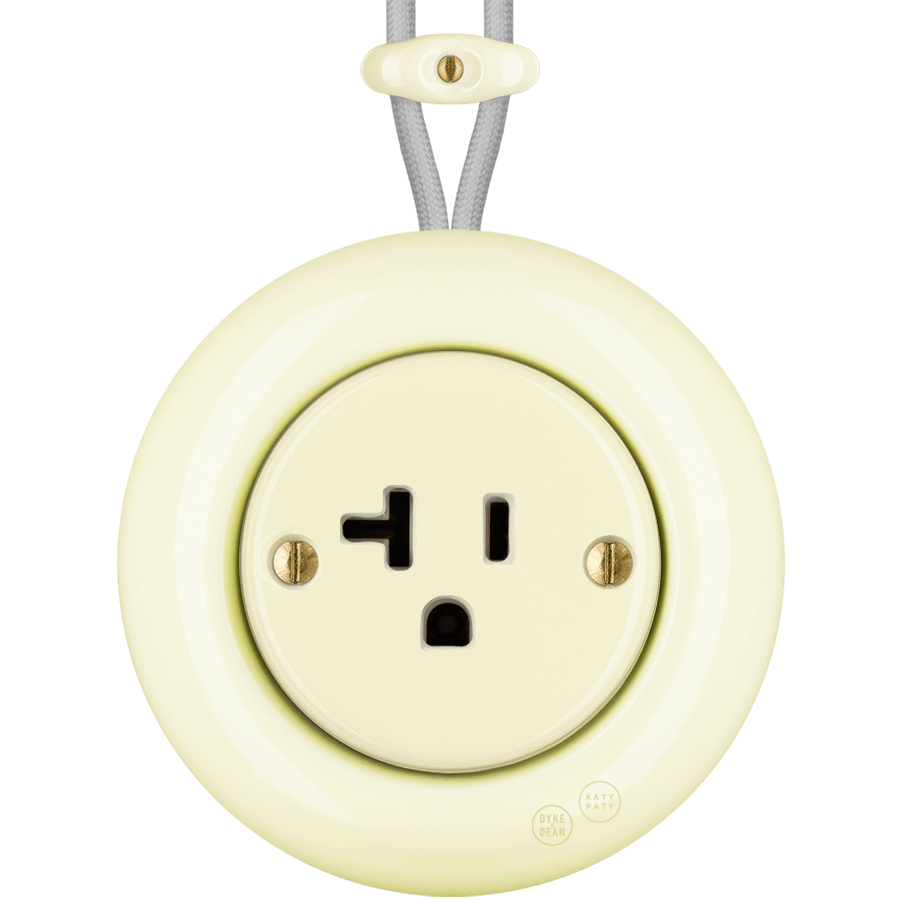 PORCELAIN KATY PATY COLONA ROUND SURFACE MOUNTED USA 20AMP SOCKET VANILLA - DYKE & DEAN
