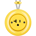 PORCELAIN KATY PATY COLONA ROUND SURFACE MOUNTED USA 20AMP SOCKET YELLOW - DYKE & DEAN