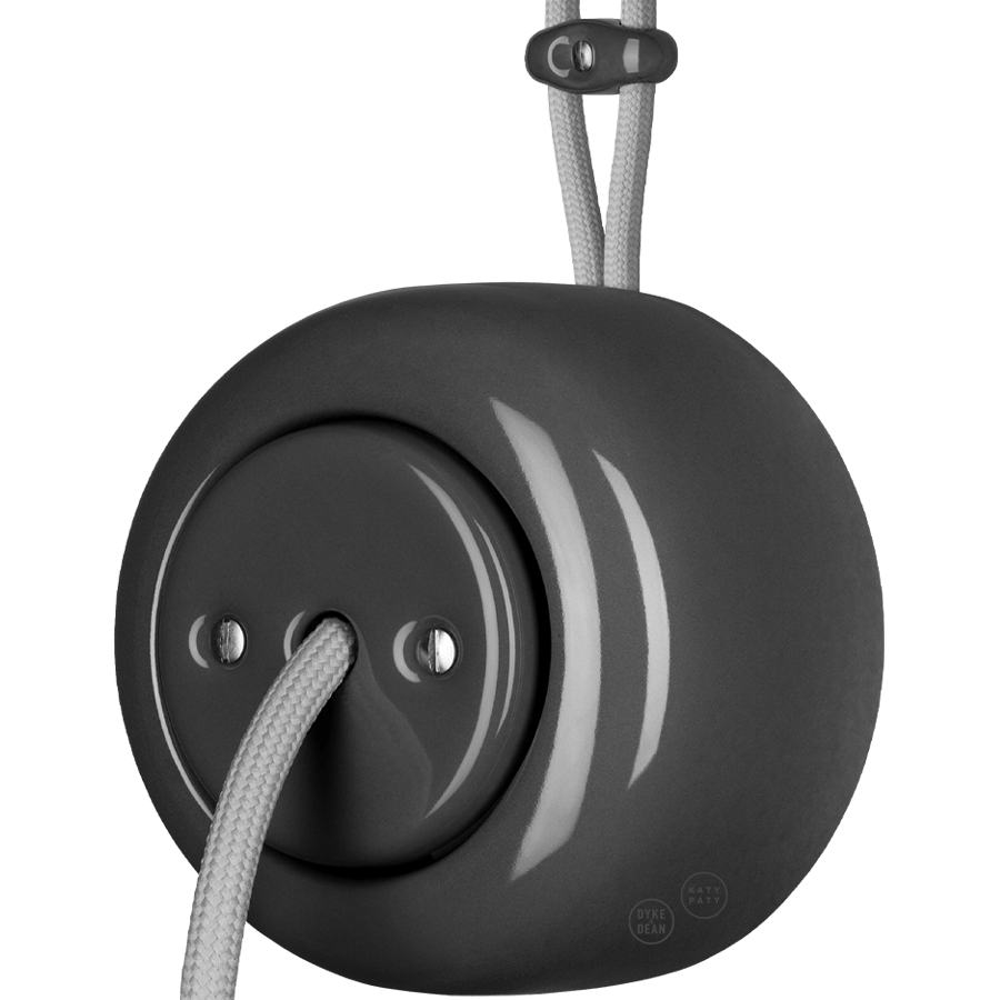 PORCELAIN ROUND SURFACE MOUNTED CABLE GLAND SOCKET DARK GREY - DYKE & DEAN