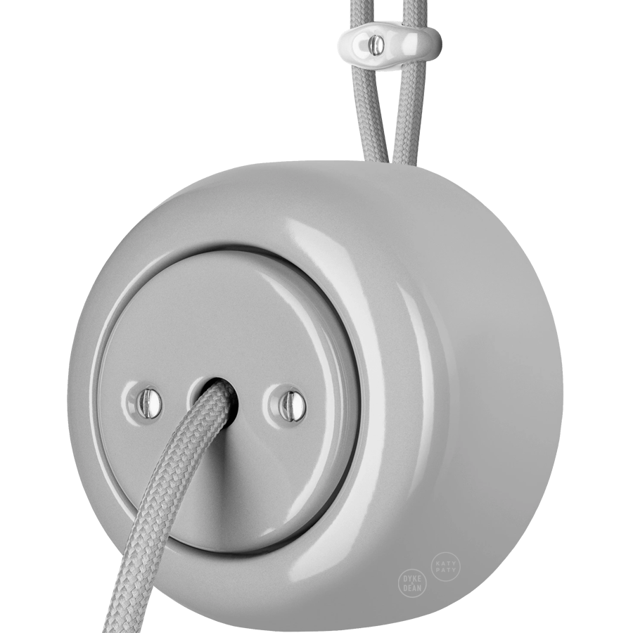 PORCELAIN ROUND SURFACE MOUNTED CABLE GLAND SOCKET GREY - DYKE & DEAN