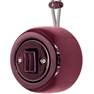 PORCELAIN ROUND SURFACE MOUNTED DOUBLE SLIM BUTTON SWITCH PURPLE - DYKE & DEAN