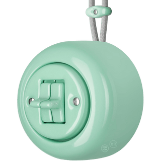 PORCELAIN ROUND SURFACE MOUNTED DOUBLE TOGGLE BUTTON SWITCH MINT - DYKE & DEAN