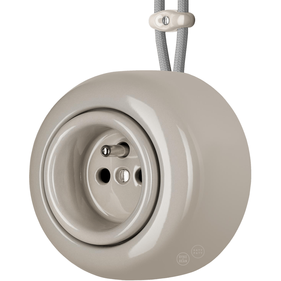 PORCELAIN ROUND SURFACE MOUNTED EURO SOCKET CAPPUCCINO - DYKE & DEAN