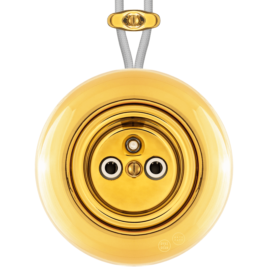 PORCELAIN ROUND SURFACE MOUNTED EURO SOCKET GOLD - DYKE & DEAN