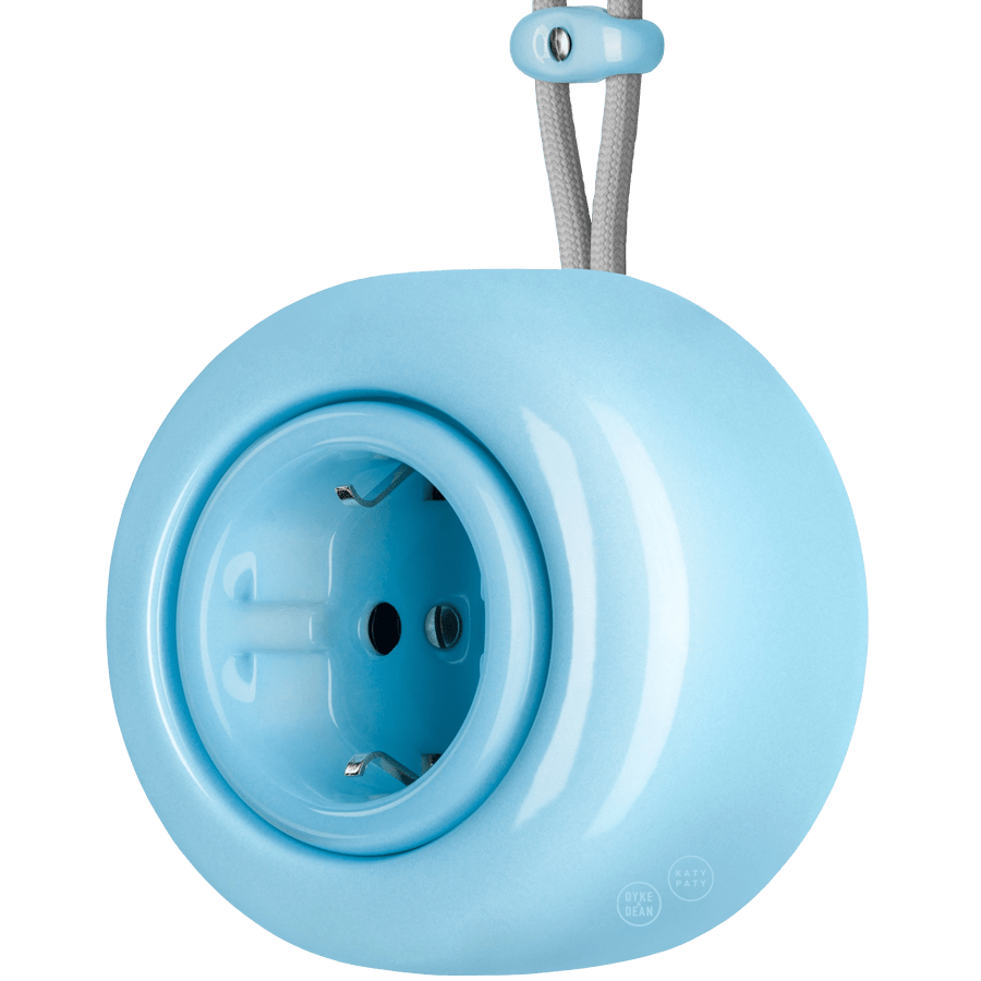 PORCELAIN ROUND SURFACE MOUNTED EURO SOCKET PASTEL BLUE - DYKE & DEAN