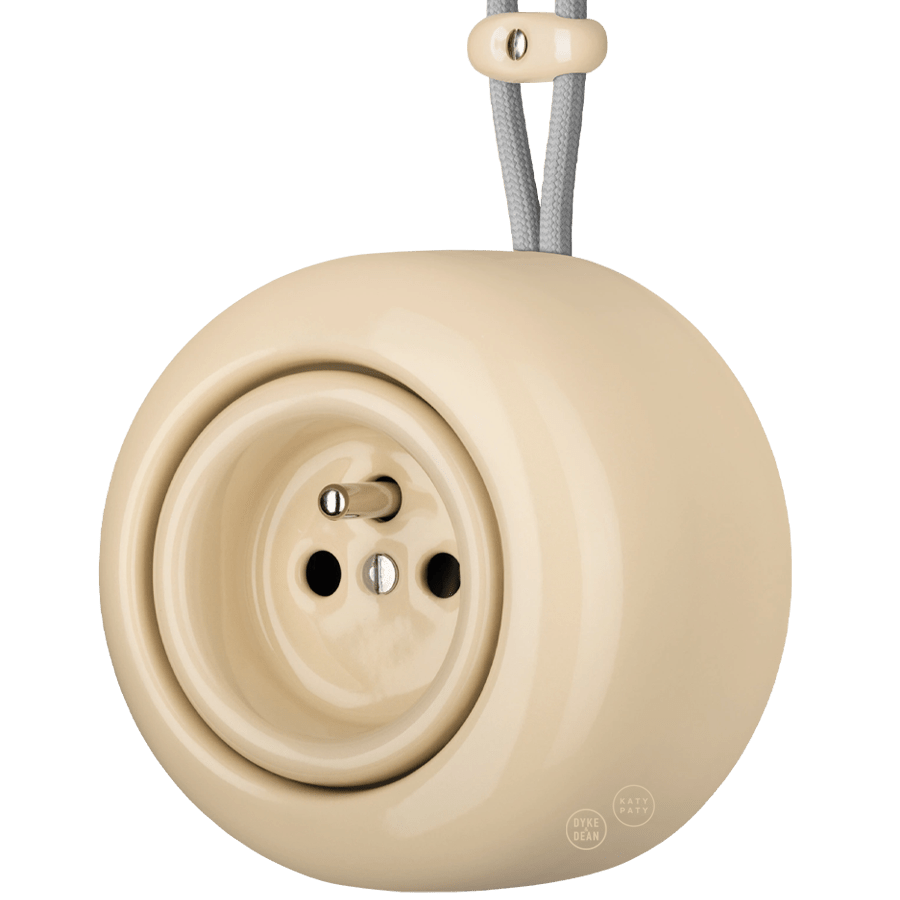 PORCELAIN ROUND SURFACE MOUNTED EURO SOCKET SAND - DYKE & DEAN