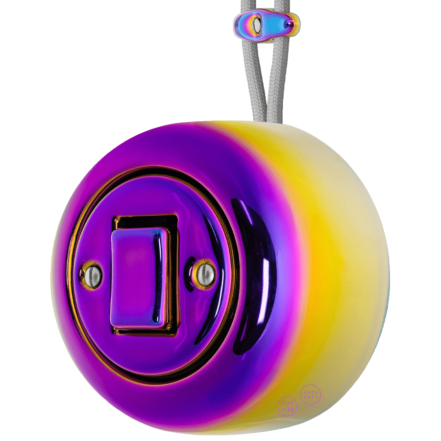 PORCELAIN ROUND SURFACE MOUNTED FAT BUTTON SWITCH VIOLEDO - DYKE & DEAN