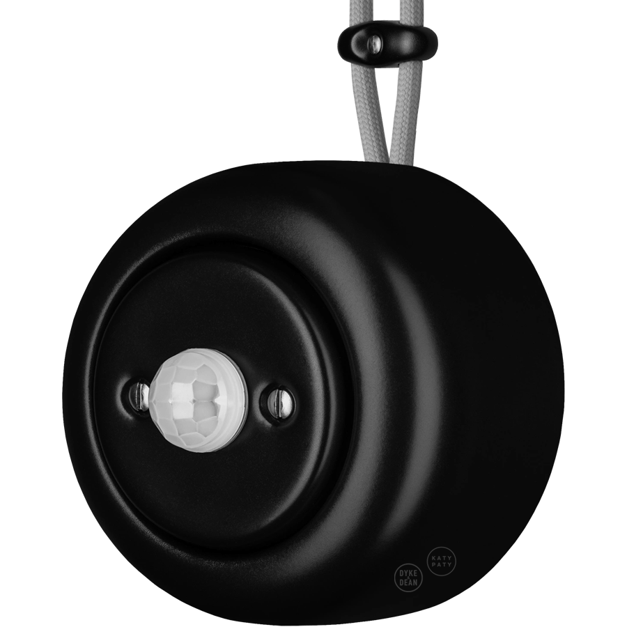 PORCELAIN ROUND SURFACE MOUNTED MOTION SENSOR MATTE BLACK - DYKE & DEAN