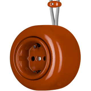 PORCELAIN ROUND SURFACE MOUNTED SCHUKO SOCKET BRICK RED - DYKE & DEAN