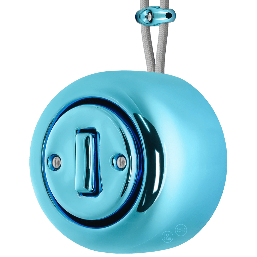 PORCELAIN ROUND SURFACE MOUNTED SLIM BUTTON SWITCH SKY BLUE - DYKE & DEAN