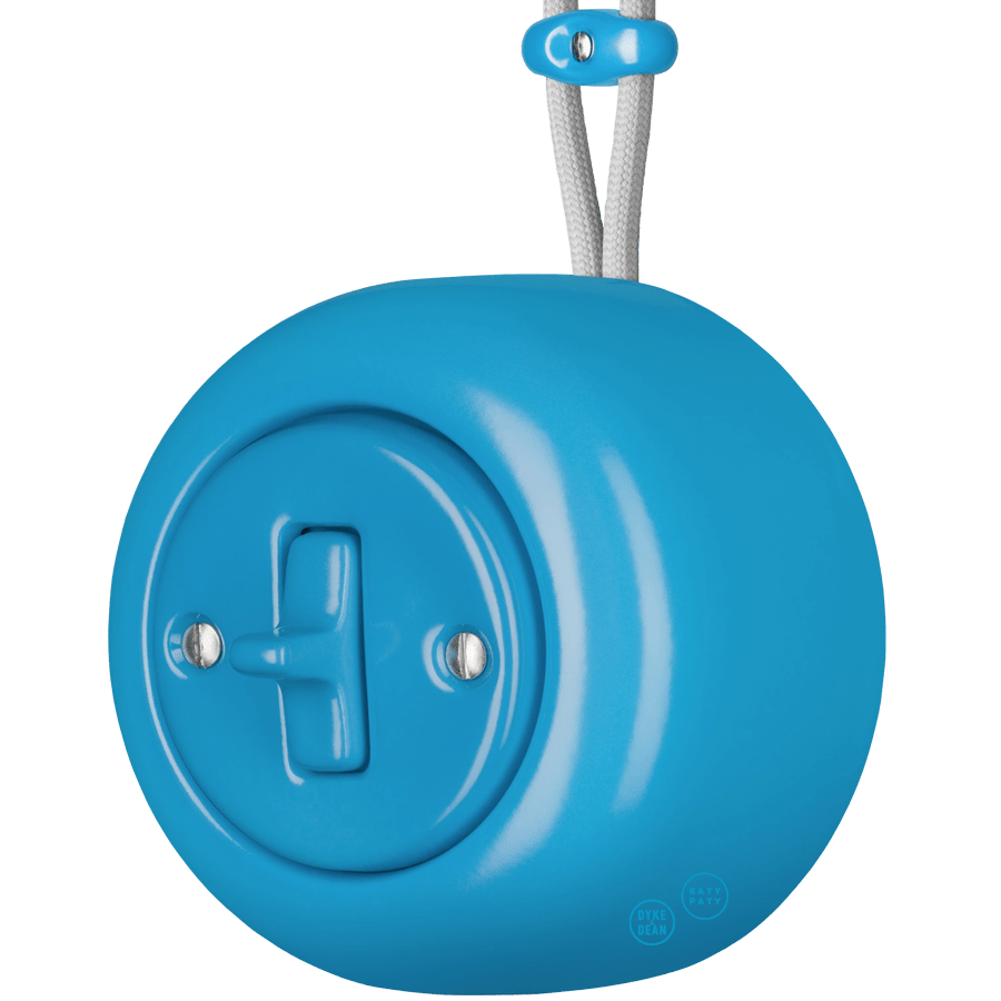 PORCELAIN ROUND SURFACE MOUNTED TOGGLE BUTTON SWITCH AZURE - DYKE & DEAN