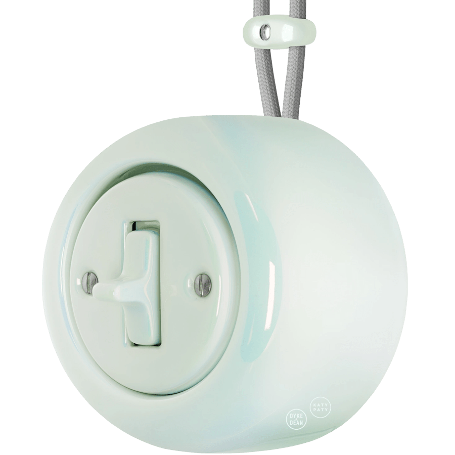 PORCELAIN ROUND SURFACE MOUNTED TOGGLE BUTTON SWITCH CONCHA - DYKE & DEAN