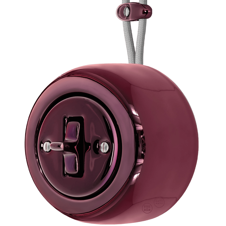 PORCELAIN ROUND SURFACE MOUNTED TOGGLE BUTTON SWITCH PURPLE - DYKE & DEAN