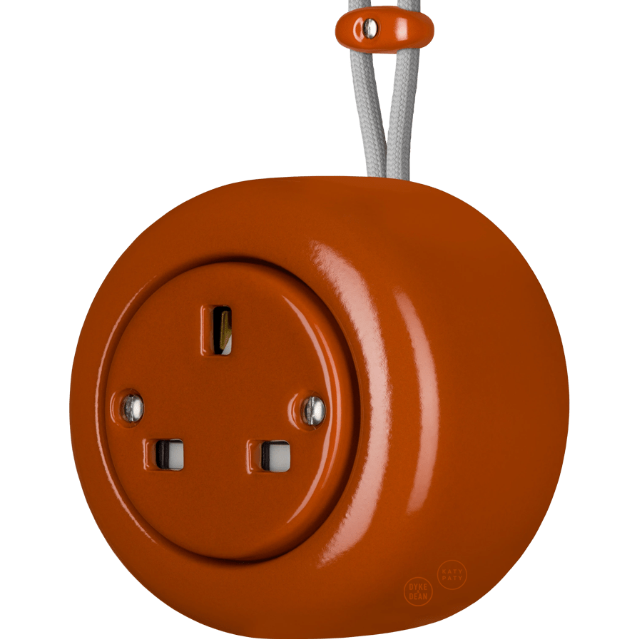 PORCELAIN ROUND SURFACE MOUNTED UK SOCKET BRICK RED - DYKE & DEAN