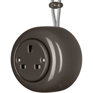 PORCELAIN ROUND SURFACE MOUNTED UK SOCKET BROWN - DYKE & DEAN