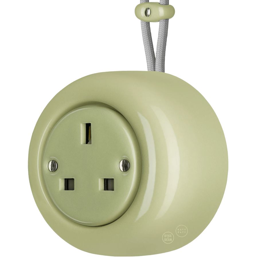 PORCELAIN ROUND SURFACE MOUNTED UK SOCKET MOSS GREEN - DYKE & DEAN