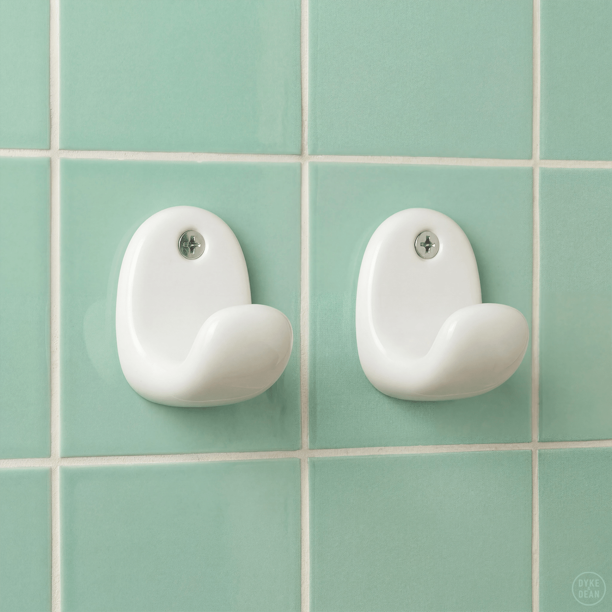 PORCELAIN WALL HOOK SET WHITE - DYKE & DEAN