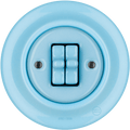 PORCELAIN WALL LIGHT SWITCH 2 TOGGLE PASTEL BLUE - DYKE & DEAN