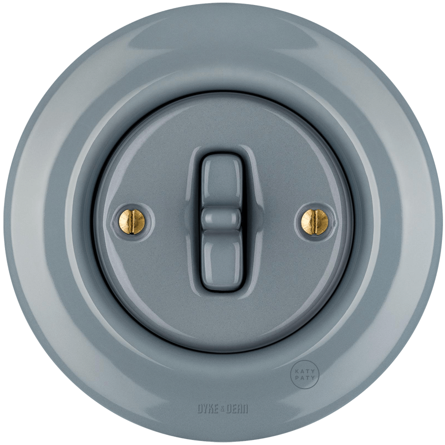 PORCELAIN WALL LIGHT SWITCH ASH GREY TOGGLE - DYKE & DEAN