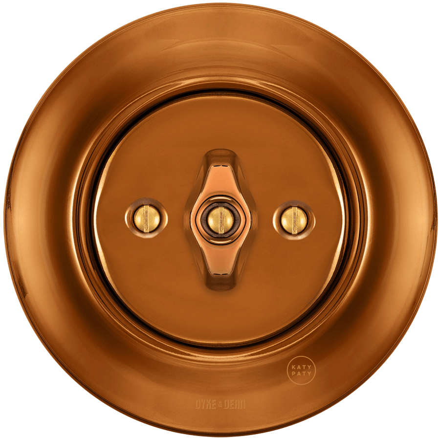 PORCELAIN WALL LIGHT SWITCH BRONZE ROTARY - DYKE & DEAN