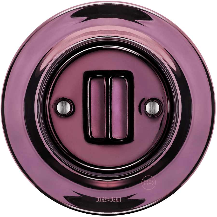 PORCELAIN WALL LIGHT SWITCH PURPLE DOUBLE - DYKE & DEAN