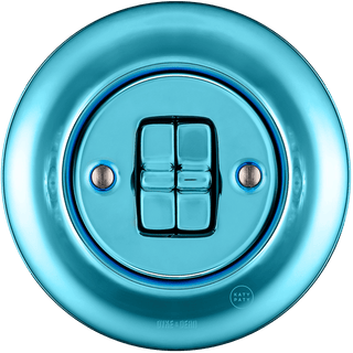PORCELAIN WALL LIGHT SWITCH SKY BLUE 2 TOGGLE - DYKE & DEAN