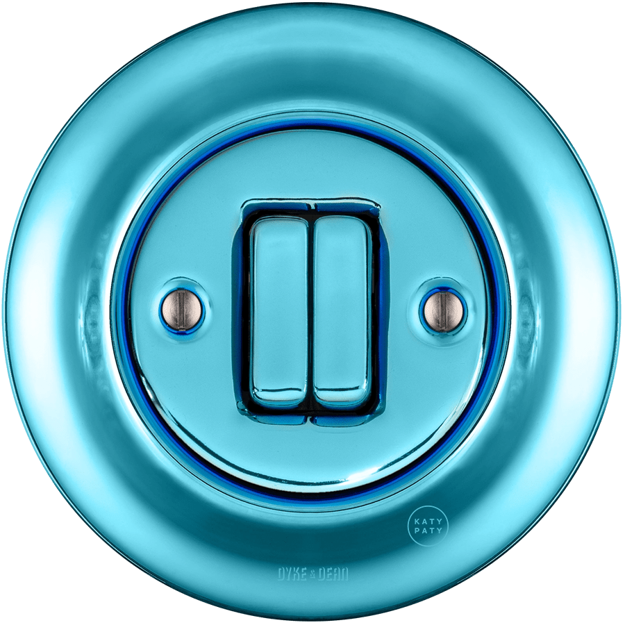 PORCELAIN WALL LIGHT SWITCH SKY BLUE DOUBLE - DYKE & DEAN