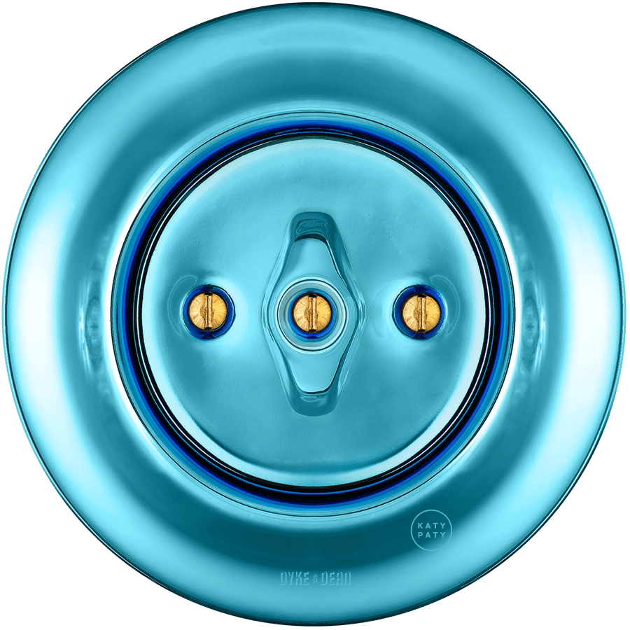 PORCELAIN WALL LIGHT SWITCH SKY BLUE ROTARY - DYKE & DEAN