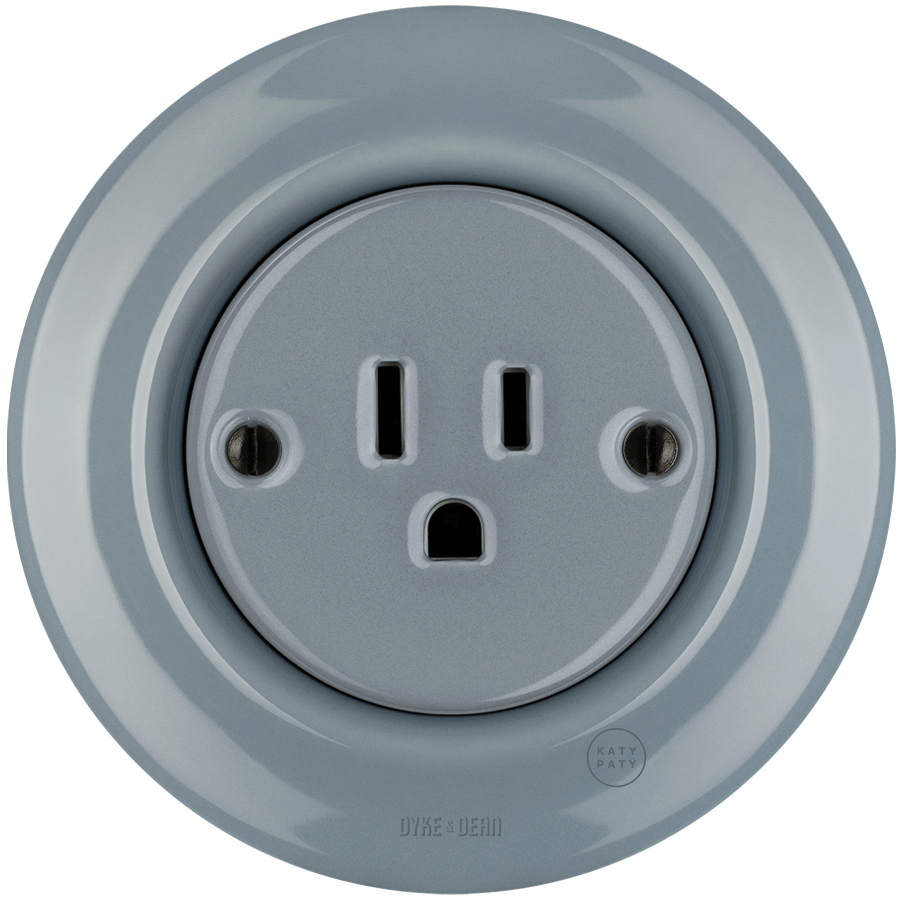 PORCELAIN WALL SOCKET ASH GREY USA 15 AMP - DYKE & DEAN