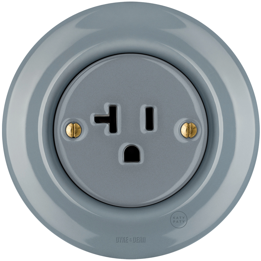 PORCELAIN WALL SOCKET ASH GREY USA 20 AMP - DYKE & DEAN