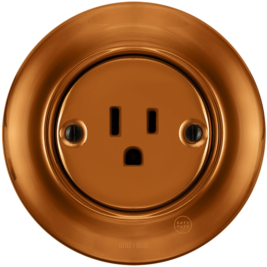 PORCELAIN WALL SOCKET BRONZE USA 15 AMP - DYKE & DEAN