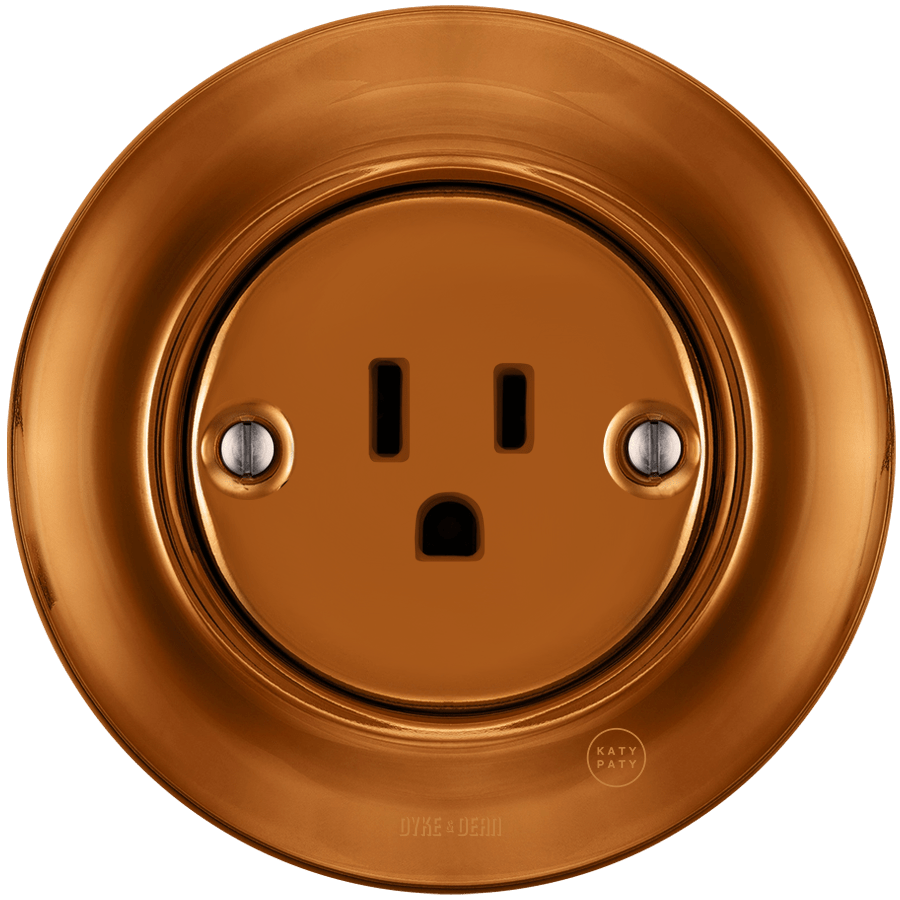 PORCELAIN WALL SOCKET BRONZE USA 15 AMP - DYKE & DEAN