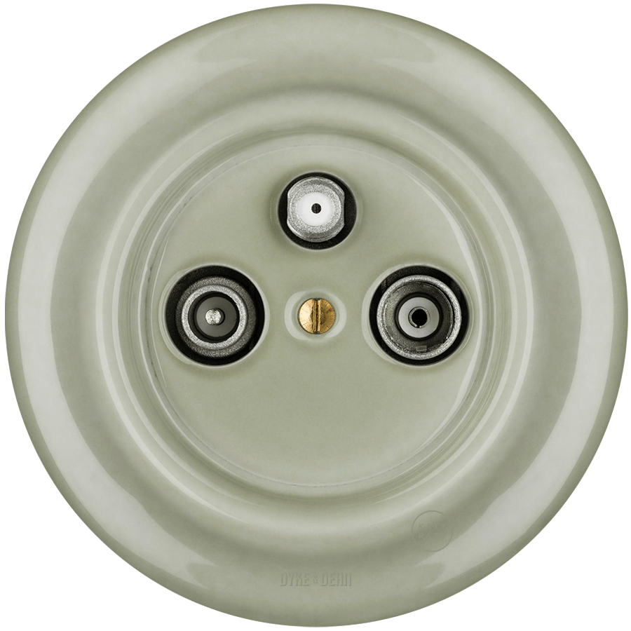 PORCELAIN WALL SOCKET GREY GREEN TV ANTENNA - DYKE & DEAN