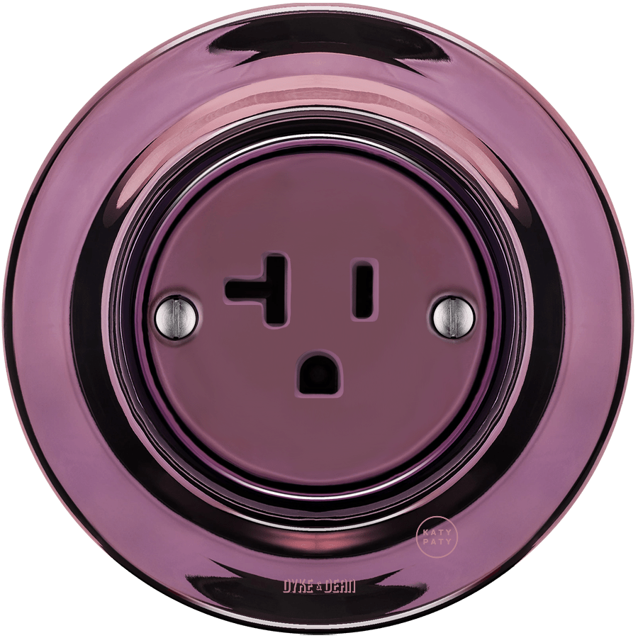 PORCELAIN WALL SOCKET PURPLE USA 20 AMP - DYKE & DEAN