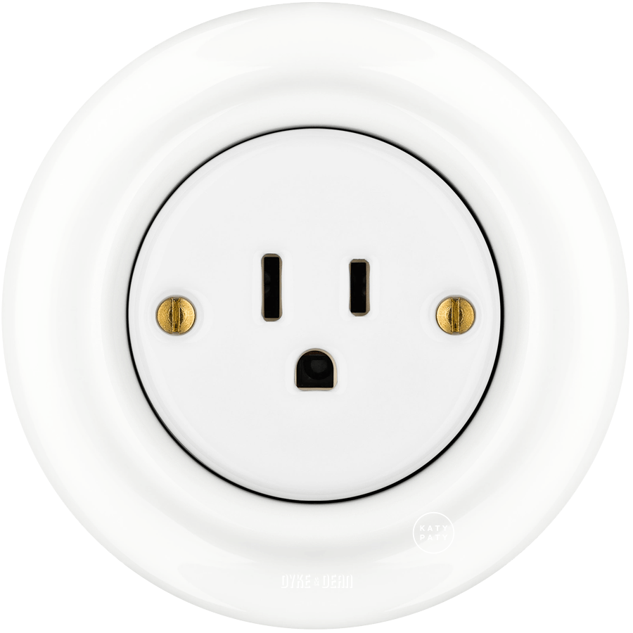 PORCELAIN WALL SOCKET USA WHITE 15 AMP - DYKE & DEAN