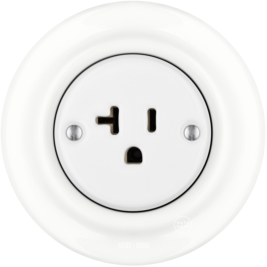 PORCELAIN WALL SOCKET USA WHITE 20 AMP - DYKE & DEAN