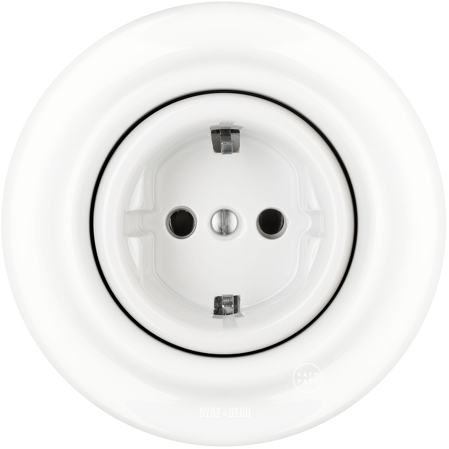 PORCELAIN WALL SOCKET WHITE SCHUKO - DYKE & DEAN