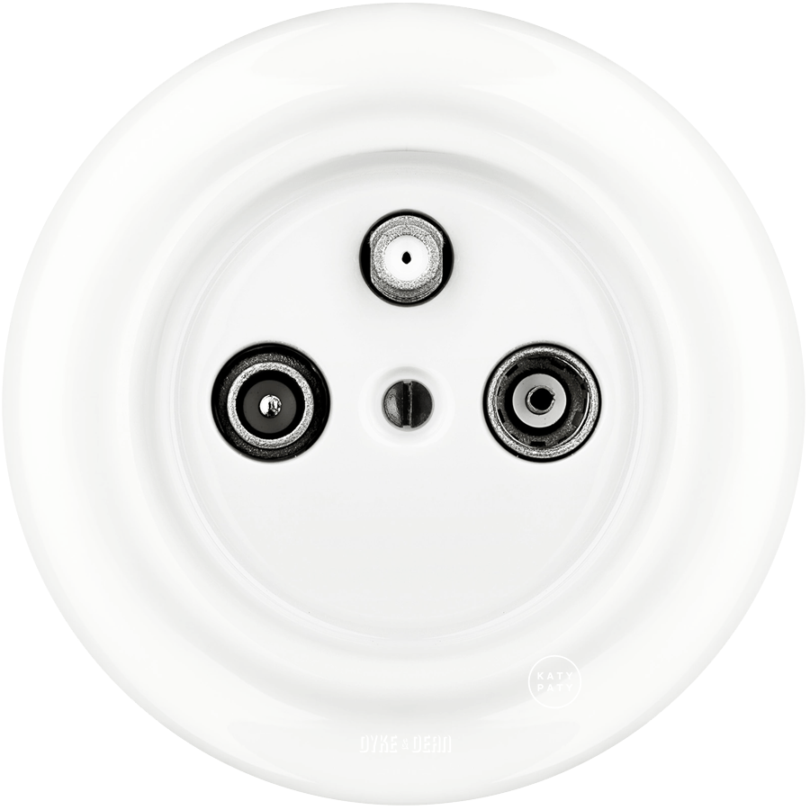 PORCELAIN WALL SOCKET WHITE TV ANTENNA - DYKE & DEAN