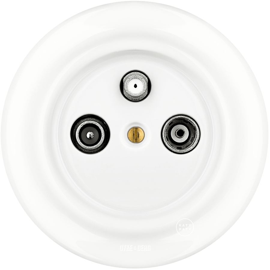 PORCELAIN WALL SOCKET WHITE TV ANTENNA - DYKE & DEAN