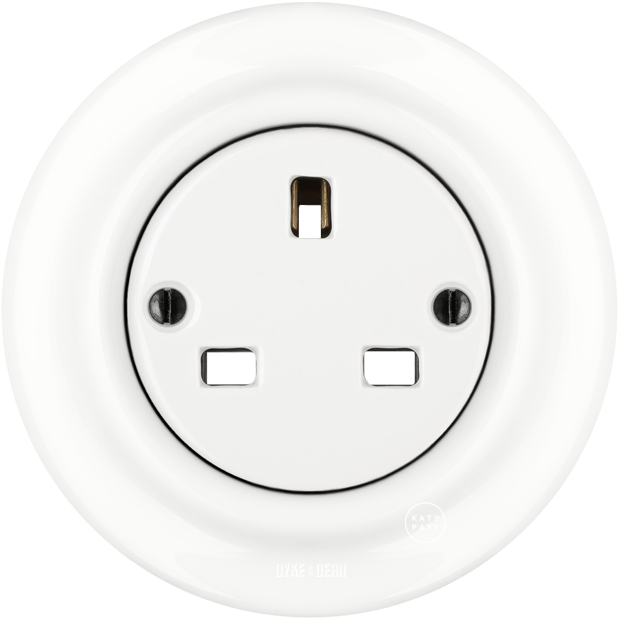 PORCELAIN WALL SOCKET WHITE UK - DYKE & DEAN