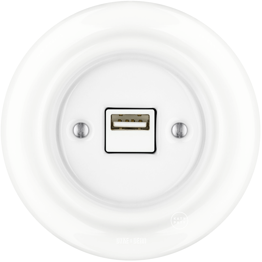 PORCELAIN WALL USB CHARGER WHITE - DYKE & DEAN