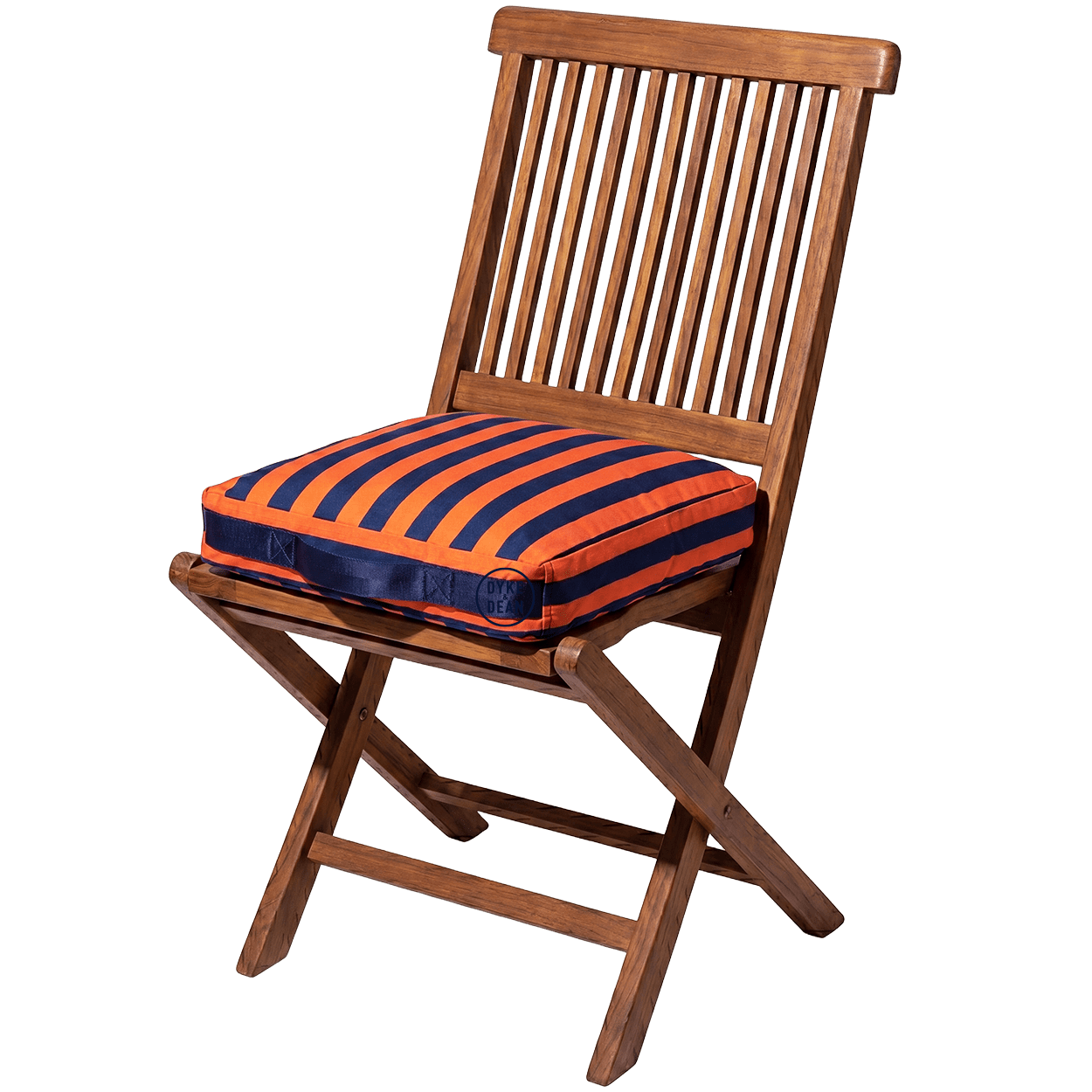 PORTABLE STRIPE BLOCK CUSHION NAVY ORANGE - DYKE & DEAN